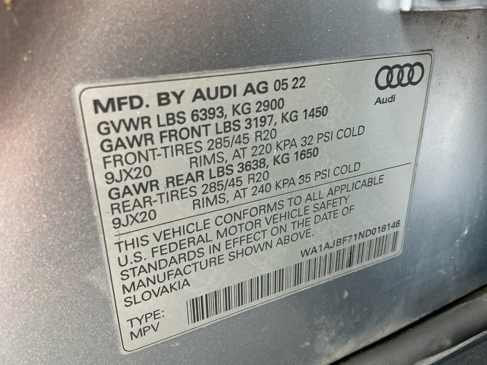 2022 Audi Q7 Premium 45 TFSI quattro Tiptronic