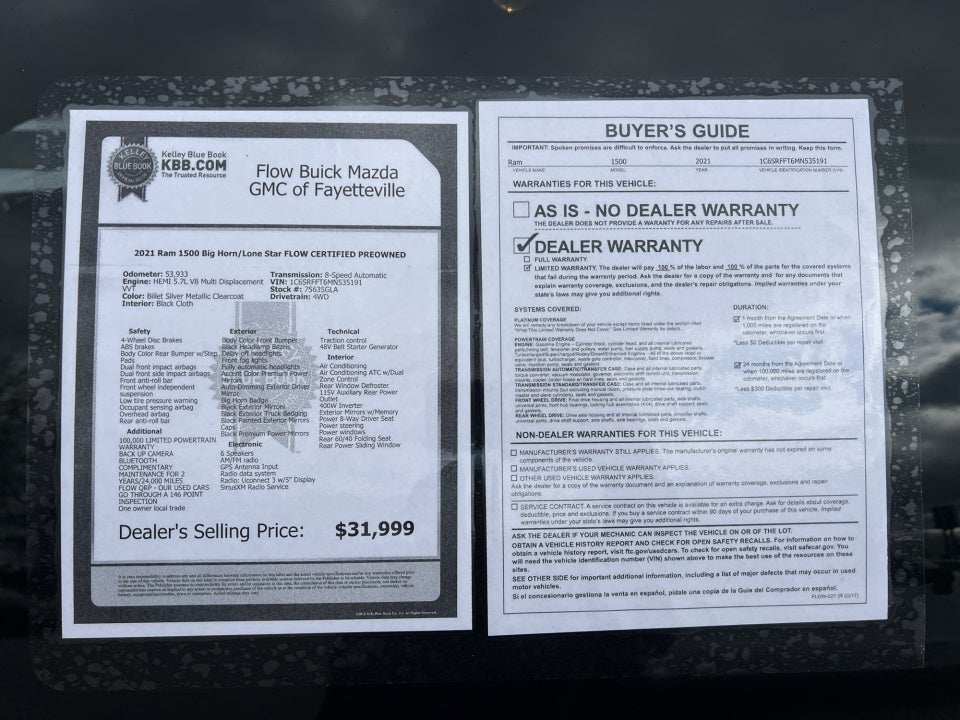 2021 RAM 1500 Big Horn Crew Cab 4x4 5'7" Box